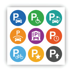 Fototapeta premium MocupParking Sign Icons Set Vector Collection