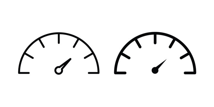 Speedometer icon line, outline and flat vector elements
