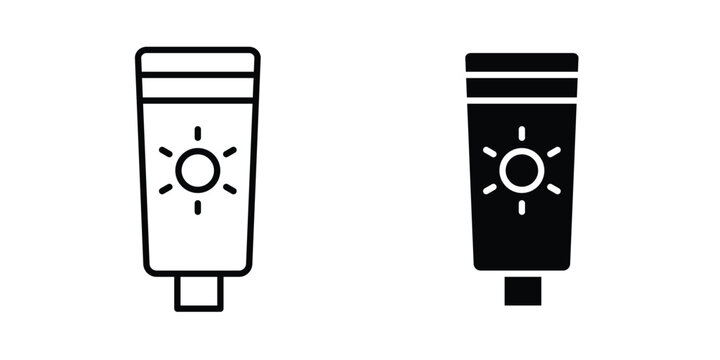 Sunscreen icon line, outline and flat vector elements