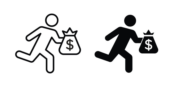 Thief icon line, outline and flat vector elements