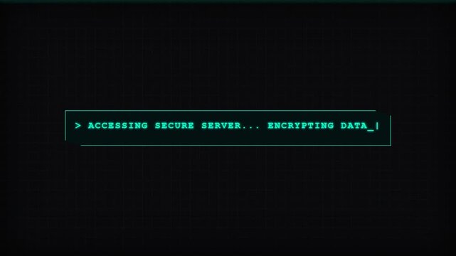 Animated text on screen showing secure server access
