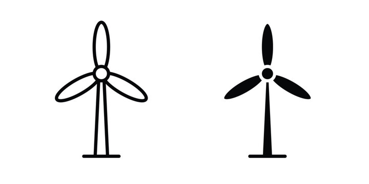 Wind turbine icon line, outline and flat vector elements