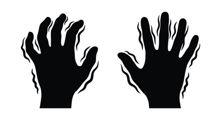 Obraz premium Two black hand silhouettes with flame like extensions silhouette