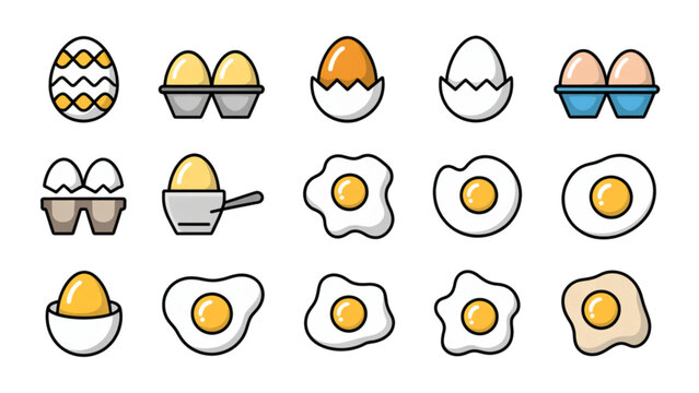 Colorful cartoon eggs with happy smiling faces and different expressions Vector