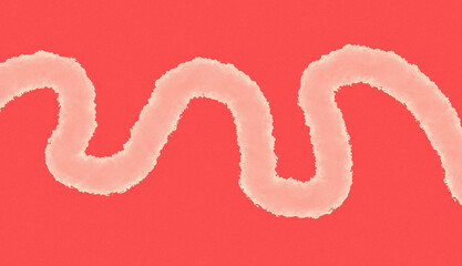 Fototapeta premium White hand-drawn squiggly line on bright red background minimalist abstract design