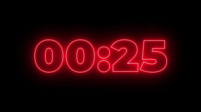 30 second countdown timer animation, 30 second displays modern minimal countdown, 30 second countdown timer, neon Countdown timer from 30 to 0 second suitable for presentations 4k video
