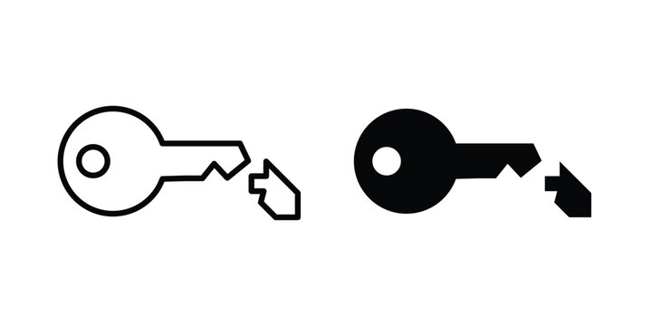 Broken key icon liner logo vector