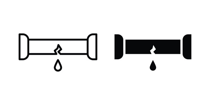Broken pipe icon liner logo vector