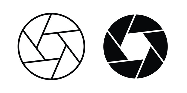 Camera shutter icon liner logo vector