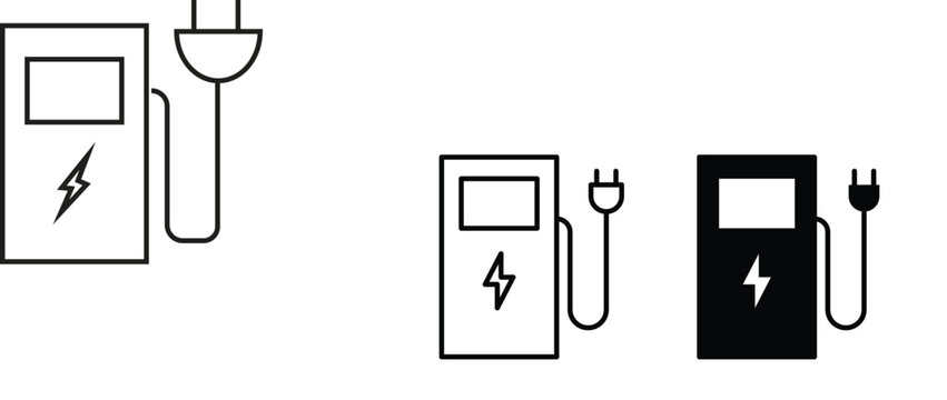 Charging station icon liner logo vector