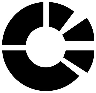 Solid black filled icon of llc ponzi scheme loss a pie chart symbolizing financial deceit and investment risk