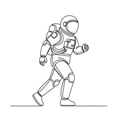 Fototapeta premium Astronaut Line Drawing Silhouette, Space Exploration Concept
