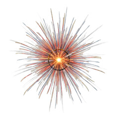 Fototapeta premium Vivid multicolor firework burst isolated on transparent background
