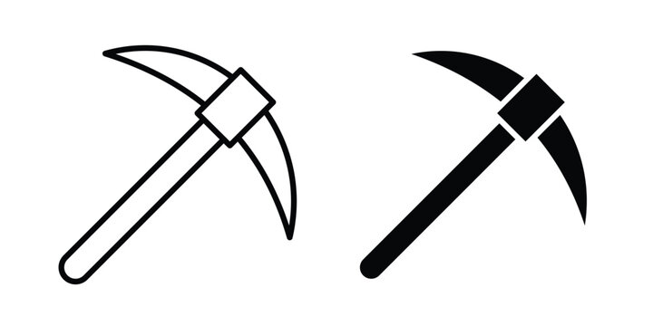 Pick axe icon liner logo vector