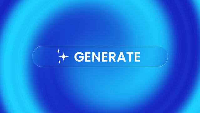 AI Generate Button click in Liquid Glass effect isolated on gradient background