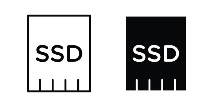 SSD drive icon liner logo vector