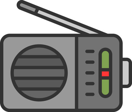 ラジオのアイコン（線画カラー）のイラスト