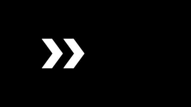 Minimalist white arrow animation sequence on black background, for ui and, motion ui interface