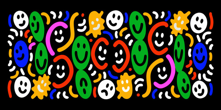 colorful smiley faces pattern vibrant and energetic illustration
