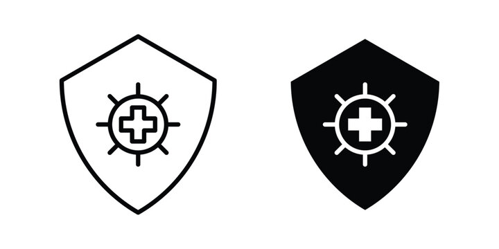 Virus protection shield icon liner logo vector