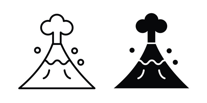 Volcano eruption icon liner logo vector
