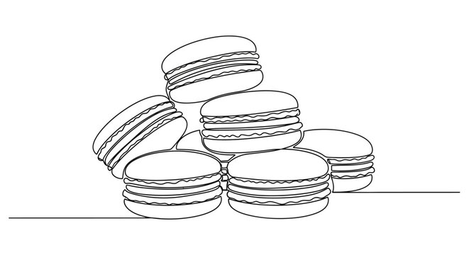 Minimalist Macarons: Line drawing of sweet treats