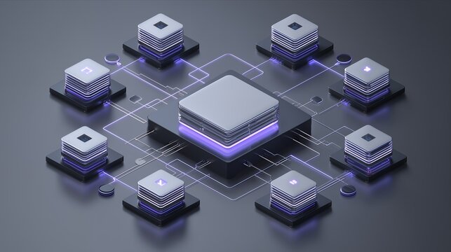 Advanced Cloud Computing Infrastructure with Distributed AI Processor Network, Scalable Digital Architecture, Intelligent Server Connectivity and Futuristic Enterprise Technology System