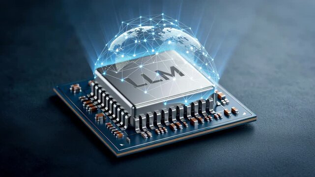 Microchip circuit processor network globe digital technology artificial intelligence chip network connection circuit board