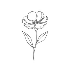 Obraz premium Minimalist Floral Line Art: Flower Outline on White