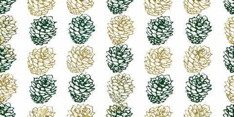 Pinecone pattern nature inspired repeating design on white background © Poly