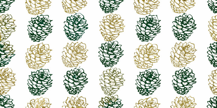 Pinecone pattern nature inspired repeating design on white background