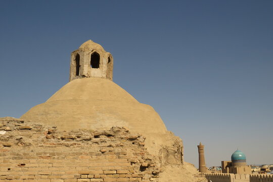Ruins of ancient mosque in the Ark Fortress of Bukhara. Uzbekistan. World Heritage.