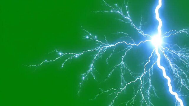 Lightning bolt on green background emphasizing sleek aesthetics and strong visual impact