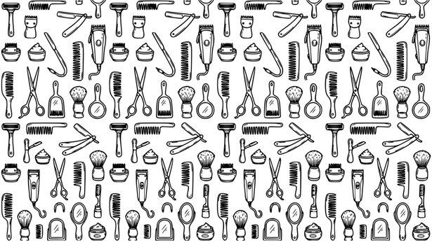 Hand Drawn Construction Tools Seamless Pattern