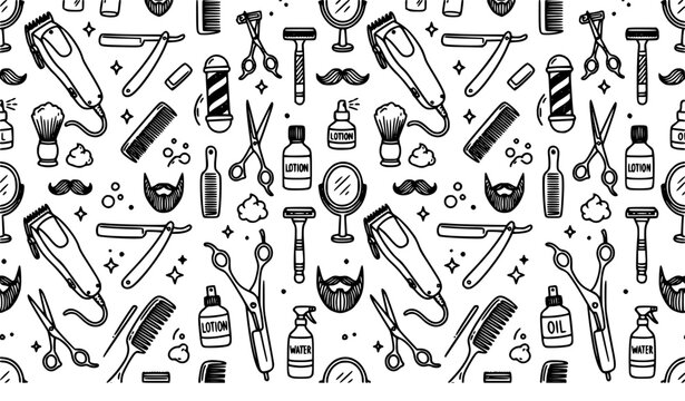 Hand Drawn Construction Tools Seamless Pattern
