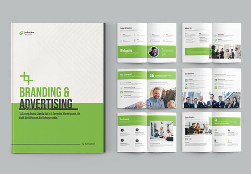 Modern Business Marketing Brochure Template Clean Green Layout