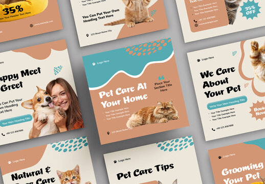 Pet Care Social Media Post Template