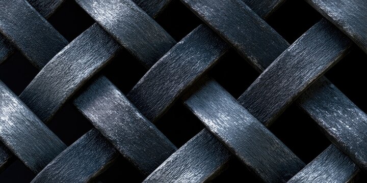 Close-up of interwoven dark grey textured fibers forming a patterned background