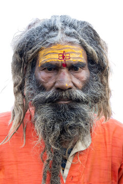 portrait of hindu ascetic with intense expression and spiritual appearance