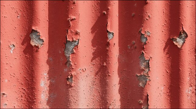 Close up of weathered peeling red paint on a surface