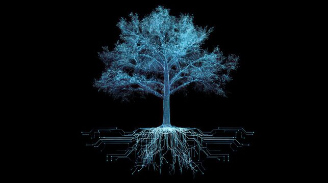 Digital tree with circuit board roots