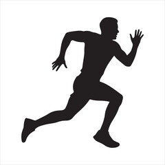 Obraz premium Silhouette of a man running side by side vector art, Running athlete silhouette vector illustration