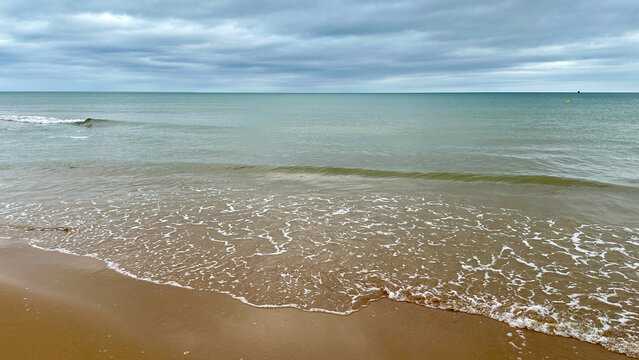 Seascape View of the English Channel from Omaha Beach in Saint-Laurent-sur-Mer, Normandy