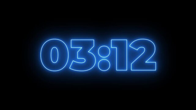 3 minutes 30 second Countdown timer, 210 to 0 seconds digital countdown timer neon light style. three minute thirty second Digital Countdown Engaging Timer Visuals for Events 4k Animation video