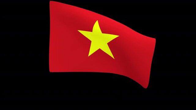 Flag of Vietnam &ndash; 3d render looped with alpha channel.