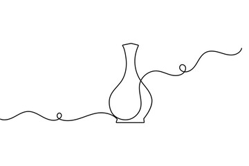 Obraz premium Minimal flower vase line art for home decor branding and vector design