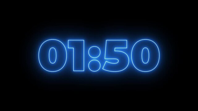 2 minutes Countdown timer, 2 minutes stopwatch displays a timer counting down, 120 to 0 seconds digital countdown timer neon light style. 2 Minute Digital Countdown Engaging Timer Visuals for Events.
