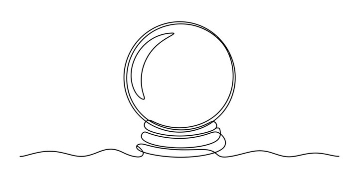 Continuous single line drawing of a magic crystal ball for fortune telling or prediction concept in a simple minimalist style illustration Vector, illustration