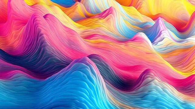 Digital rainbow color mountain wavy curve abstract  background