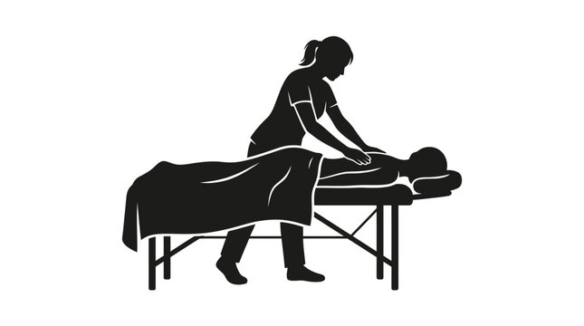 silhouette of a woman body massage on the bed